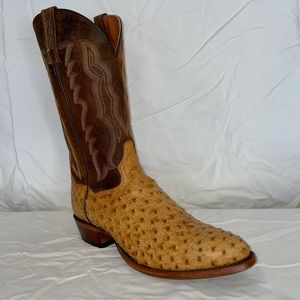 Men’ Dan Post 13” Genuine Antique Tan Full Quill Ostrich Cowboy Boot